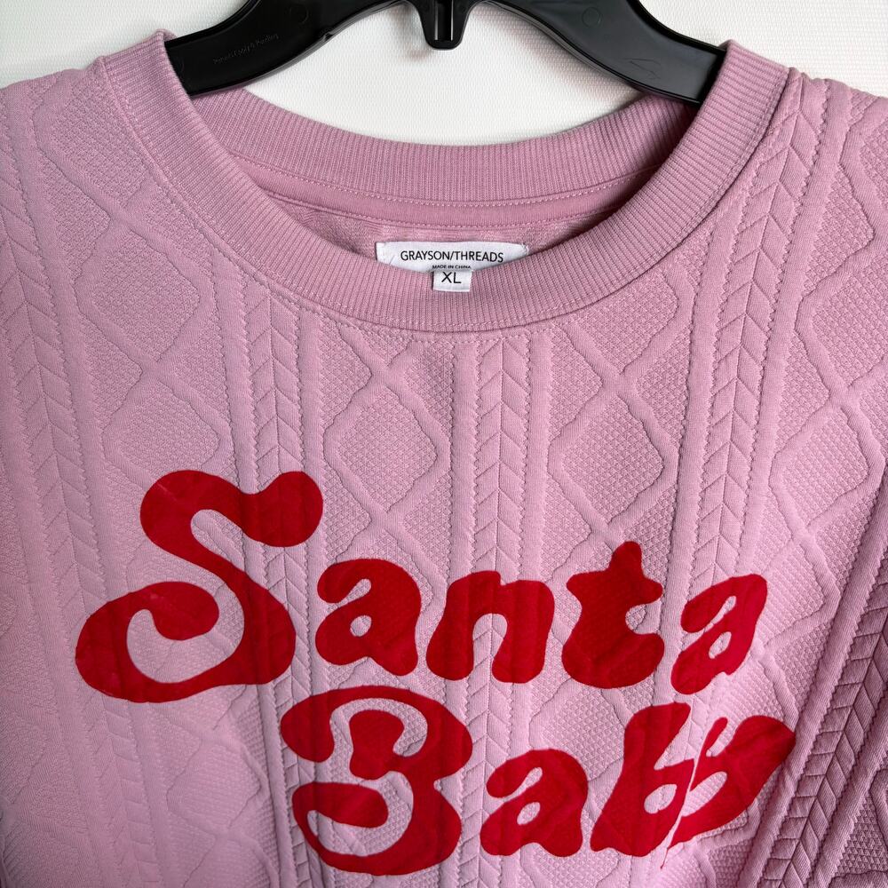 SANTA BABY - CHRISTMAS SWEATSHIRT - PINK/RED - XL